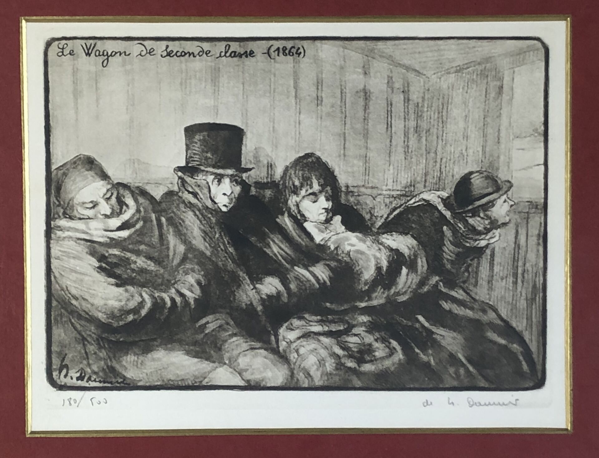 Le Wagon De Seconde Classe by Honore Daumier, Dated 1864, Edition 180/ ...